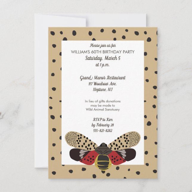 Spotted Lanternfly Bug Personalized Invitation (Front)