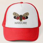 Spotted Lanternfly Bug Personalized Trucker Hat<br><div class="desc">This baseball cap or trucker's hat features an illustration of that dastardly invasive species,  the spotted lanternfly,  and your own name or short message. Find coordinating spotted lantern flies themed gifts and products in the Spotted Lanternfly Collection from Asterisk Designs.</div>