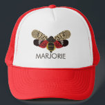 Spotted Lanternfly Bug Personalized Trucker Hat<br><div class="desc">This baseball cap or trucker's hat features an illustration of that dastardly invasive species,  the spotted lanternfly,  and your own name or short message. Find coordinating spotted lantern flies themed gifts and products in the Spotted Lanternfly Collection from Asterisk Designs.</div>