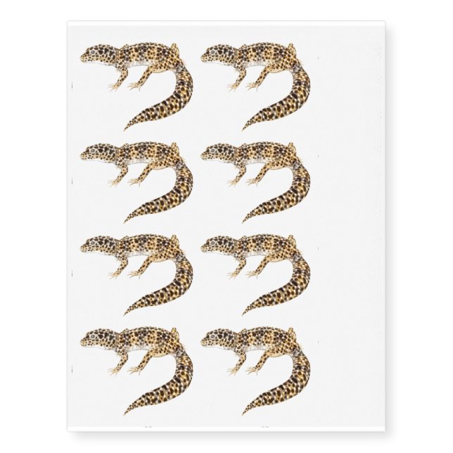 Spotted Leopard Gecko Lizard Temporary Tattoos (Front)