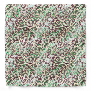 Spotted, leopard, tropical, palm, leaves, brown, bandana