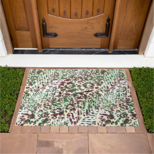 Spotted, leopard, tropical, palm, leaves, brown, doormat