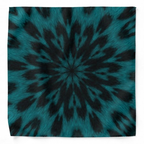 Spotted Leopard Turquoise Teal Kaleidoscope Bandana