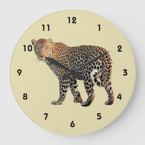 Spotted Leopard Wild Cat Photograph Large Clock