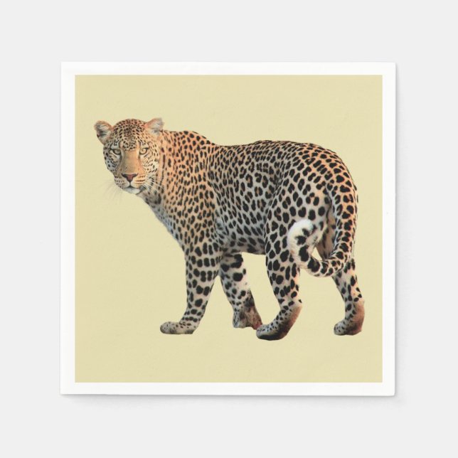 Spotted Leopard Wild Cat Photograph Paper Napkins (Front)