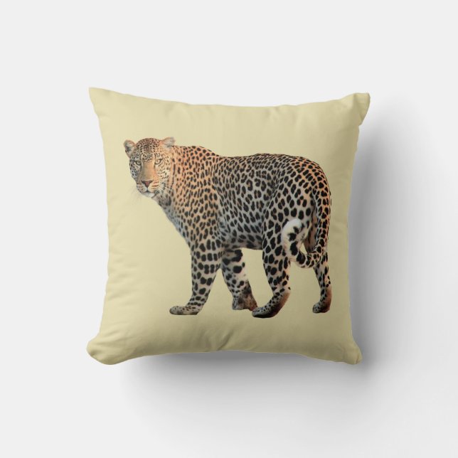 Spotted Leopard Wild Cat Photograph Throw Pillow (Front)