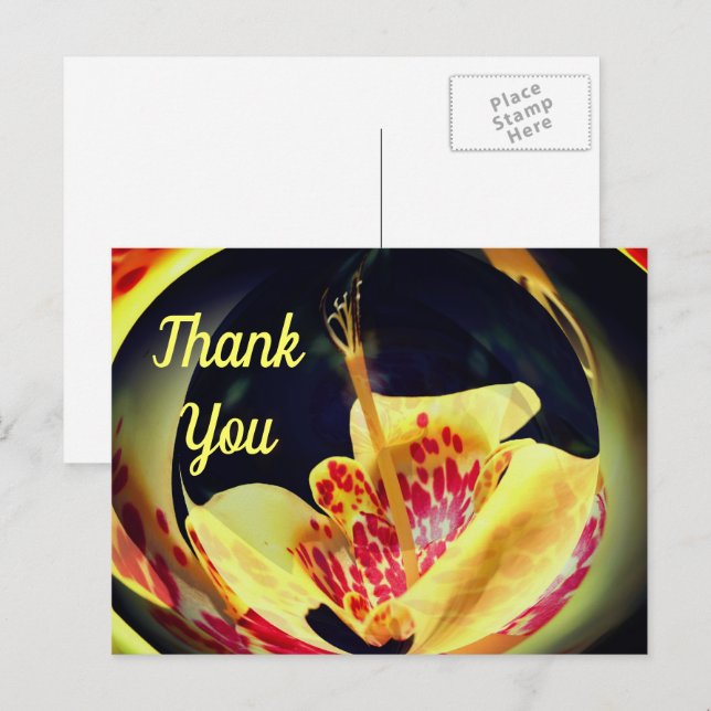 Spotted Lily Abstract Floral Thank You Postcard (Front/Back)