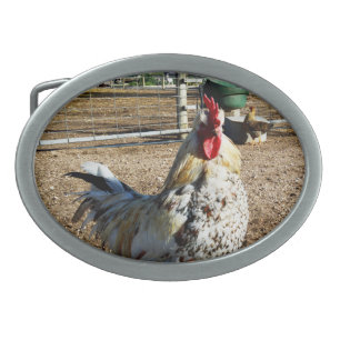 **"Spotted Majesty: The Speckled Farm Rooster"** Belt Buckle