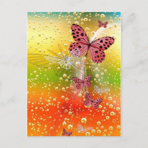 Spotted Mauve Butterfly with Bubbles Postcard