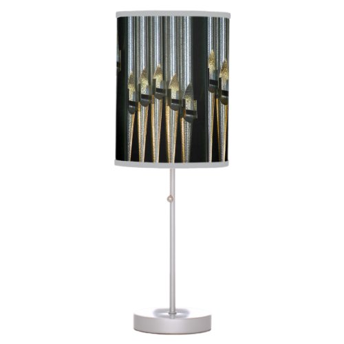 Spotted metal organ pipes table lamp