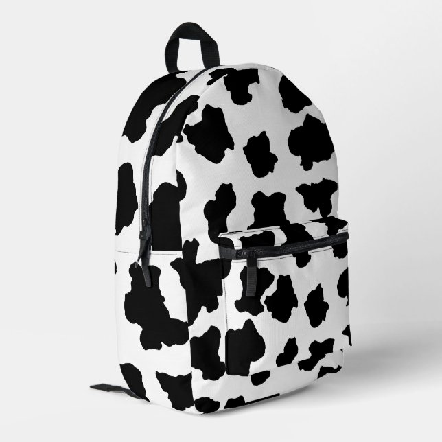 Spotted Moo Cow Dutch Holstein Animal Spots Printed Backpack (Back Corner Left)