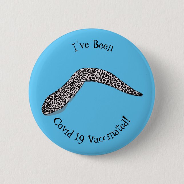Spotted moray eel cartoon illustration button (Front)