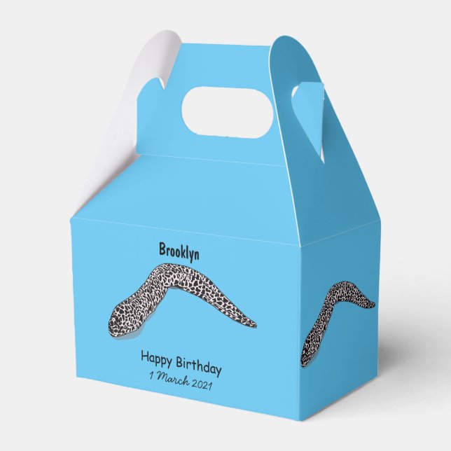 Spotted moray eel cartoon illustration favor boxes (Front Side)