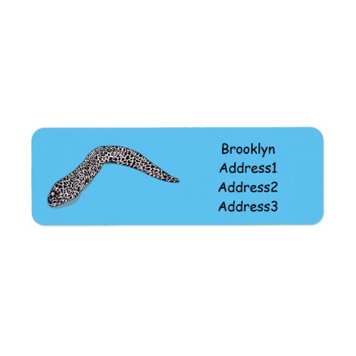 Spotted moray eel cartoon illustration label