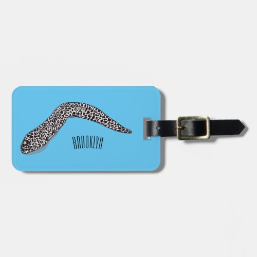 Spotted moray eel cartoon illustration luggage tag