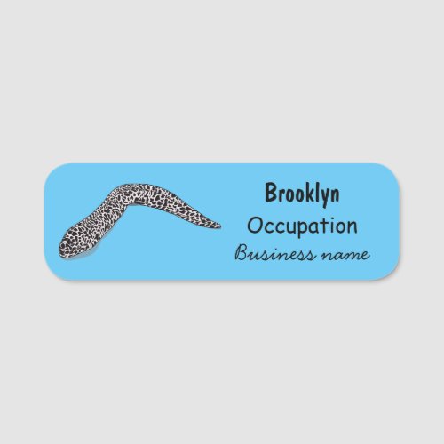 Spotted moray eel cartoon illustration name tag