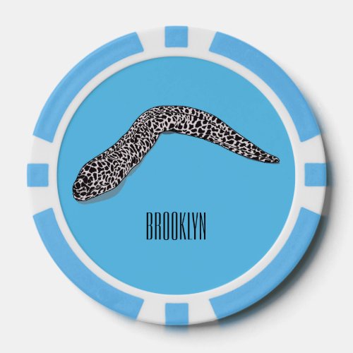 Spotted moray eel cartoon illustration poker chips