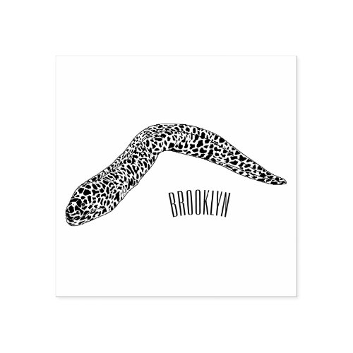 Spotted moray eel cartoon illustration rubber stamp