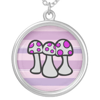 Spotted Mushrooms Silver Plated Necklace