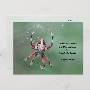 Spotted Orbweaver Spider Quote Postcard by CatsEyeViewGifts at Zazzle
