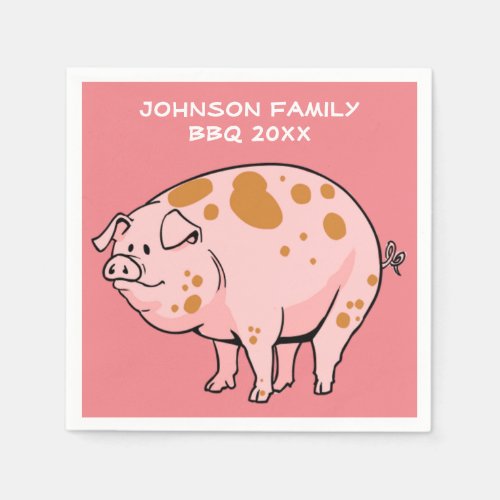 Spotted Pig Picking BBQ Party Family Reunion Napkins