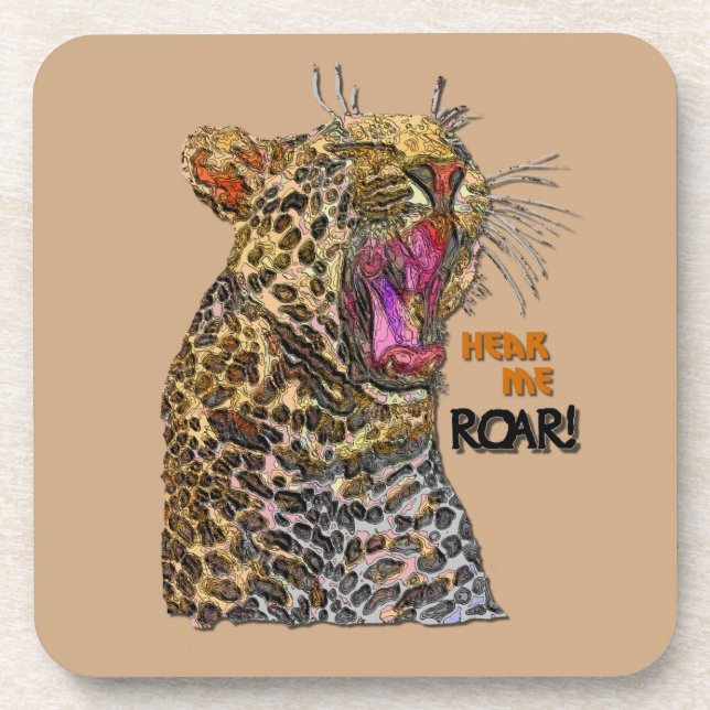 Spotted Pop Art Leopard  Beverage Coaster (Front)