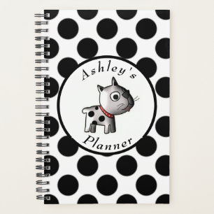 "Spotted Puppy Dog" Personalized Black & White Planner