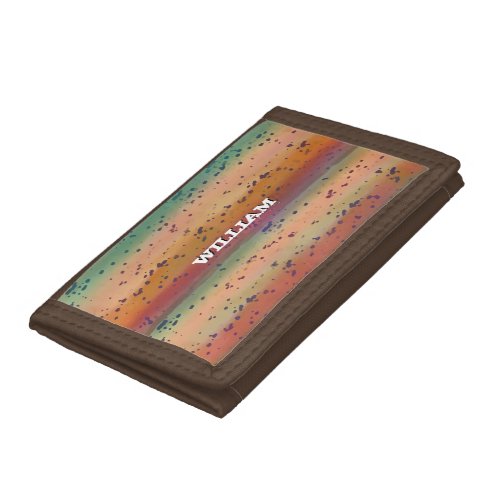 Spotted Rainbow Trout Skin Pattern With Name Trifold Wallet