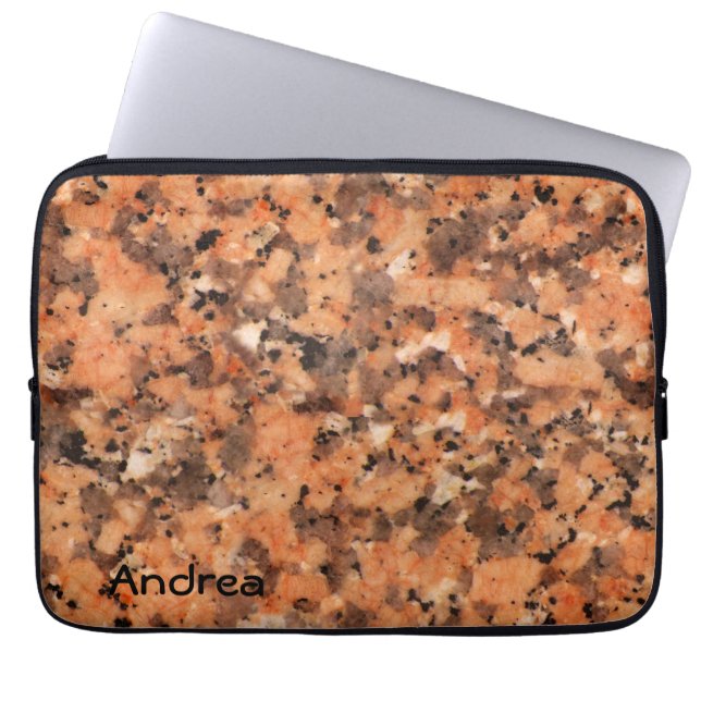 Spotted Rock Texture Lively Pattern Orange Black Laptop Sleeve (Front)