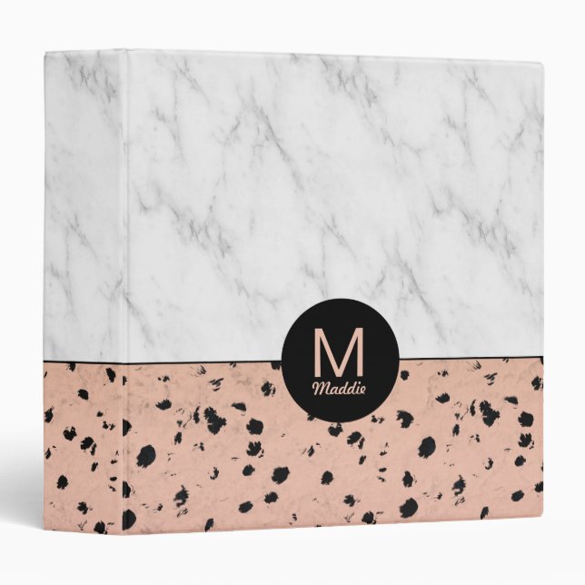 Spotted Rose Gold and Marble with Monogram Binder (Front/Spine)