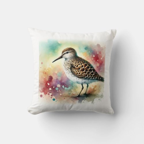 Spotted Sandpiper 040724AREF115 _ Watercolor Throw Pillow