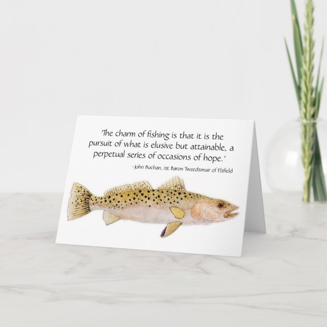 Spotted Seatrout Card with fishing quote (Front)