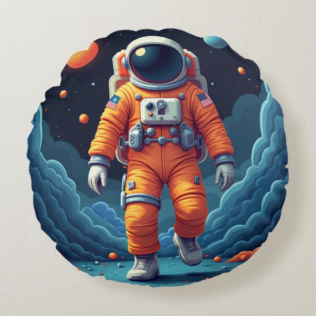 Spotted Spaceman Throw Pillow 16' (Front)