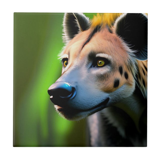 Spotted Stalking Hyena Watching His Prey, Ceramic Tile (Front)