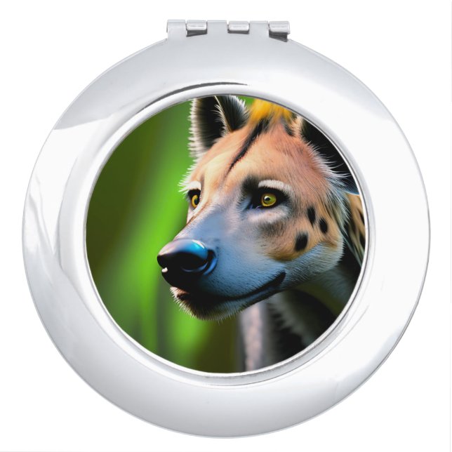 Spotted Stalking Hyena Watching His Prey, Compact Mirror (Front)