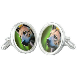 Spotted Stalking Hyena Watching His Prey, Cufflinks