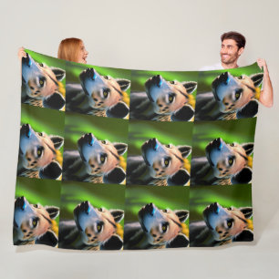 Spotted Stalking Hyena Watching His Prey, Fleece Blanket