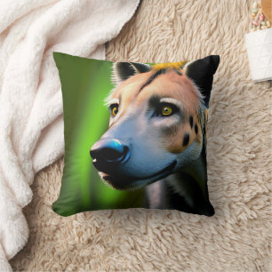 Spotted Stalking Hyena Watching His Prey, Throw Pillow