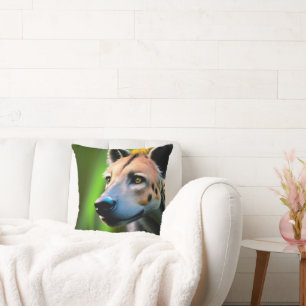 Spotted Stalking Hyena Watching His Prey, Throw Pillow