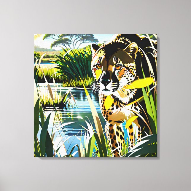 Spotted Streak: Cheetah on the Hunt Canvas Print (Front)