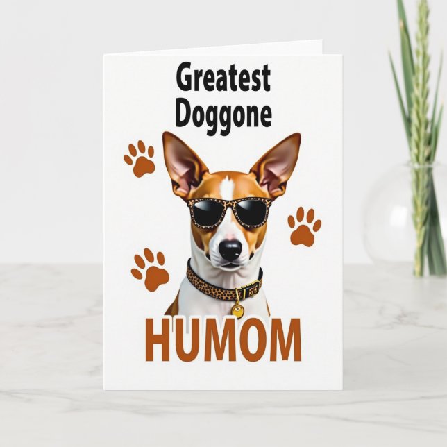 Spotted Sunglass Dog Mom Card (Front)