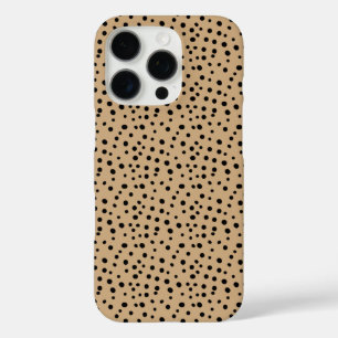 Spotted Tan Black Dots Pattern iPhone 16 Pro Case
