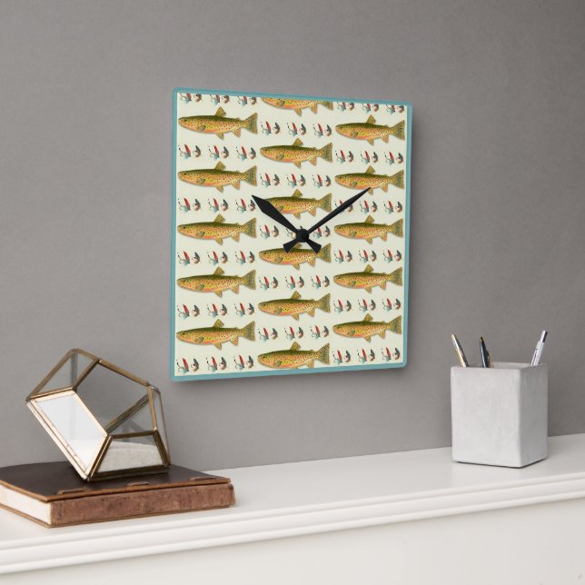 Spotted Trout Fishing Flies Wall Clock (Office)