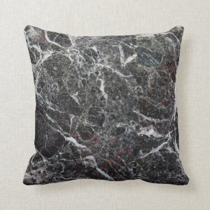 Spotted White And Black Marble Stone Throw Pillow