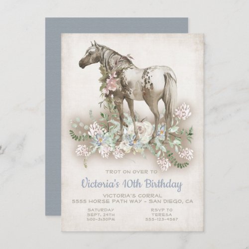 Spotted White Horse Birthday Party Invitation