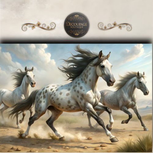 Spotted Wild Horses Art Decoupage Tissue Paper