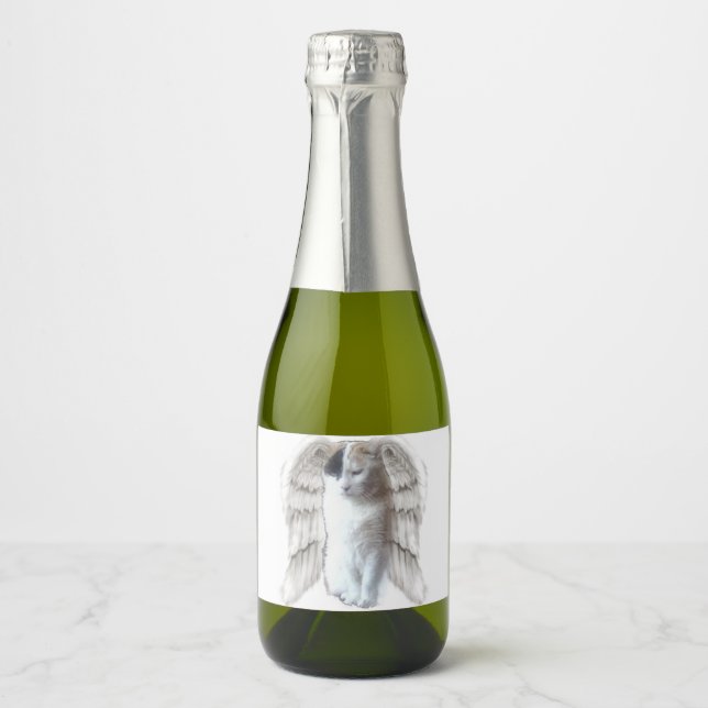 Spotty Angel 7x5cm Mini Sparkling Wine Bottle Labe Label (Front)