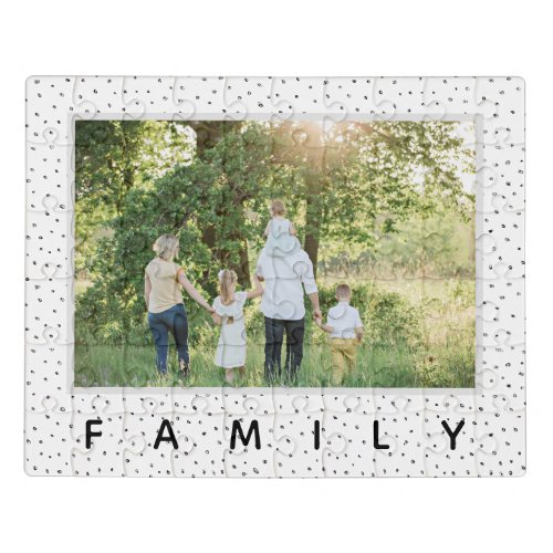 Spotty Black and White Unique Family Photo Jigsaw Puzzle