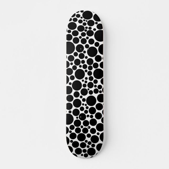 Spotty - Black on White Skateboard Deck (Front)