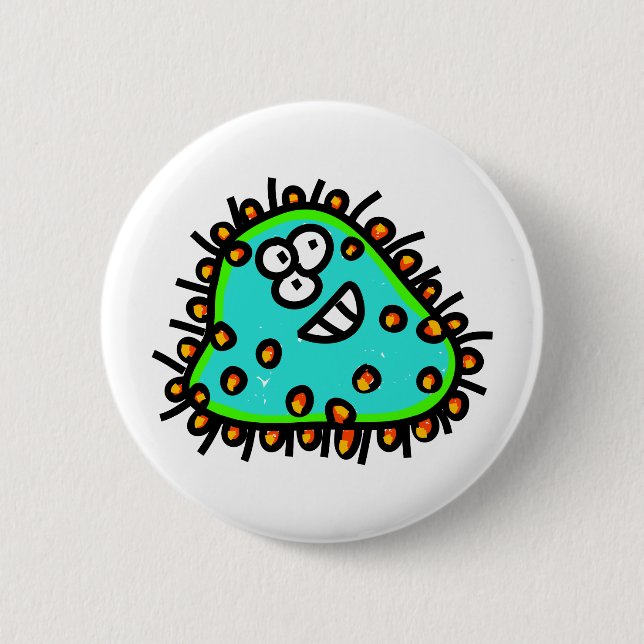 Spotty Cartoon Germ Pinback Button (Front)